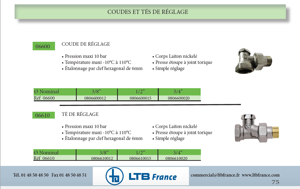 Coudes et tés de réglage - Radiateur - Puisage - Robinetterie industrielle